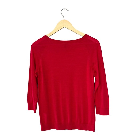 Talbots Shirt Womens Size Small Red 3/4 Sleeve Crew Neck Pullover Cotton - Picture 2 of 7